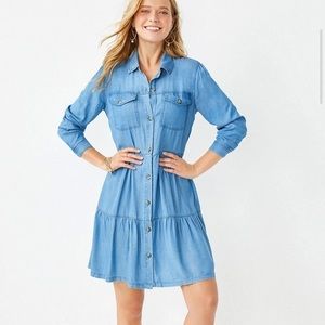 Denim Babydoll Shirt Dress 